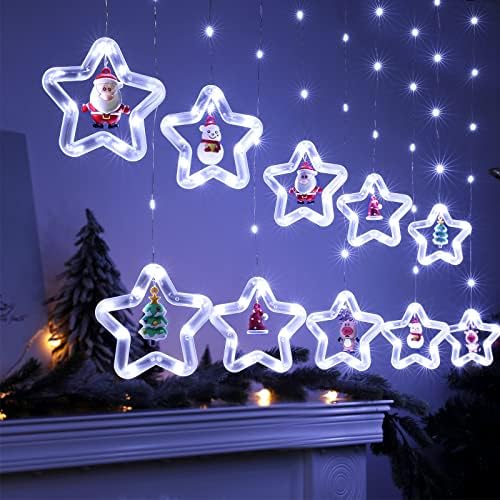 BLOOMWIN Christmas Window Light Star String Light Warm White USB Fairy Light 3m Xmas Curtain Decoration for Indoor Party Wedding Festival