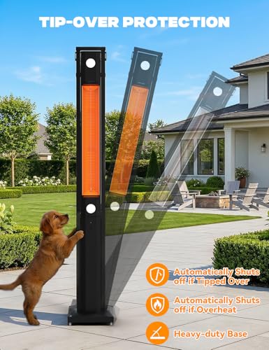 ONLYFIRE OUTDOOR LIVING 80" Foldable Electric Heater for Indoor & Outdoor Use, Portable 1500W Infrared Patio Heater with Remote & Cover, Temperature & Brightness Ajustable, Tip-Over Protection, FP064 - Image 5