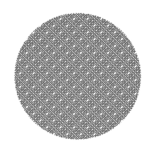 Celtic Pattern Round Tablecloth, 60 Inch, Waterproof Fabric Decorative, Durable Reusable Table Clothes, Wipeable Spill Proof Wrinkle Resistant For Kitchen Dining Dinner Shower Parties, White Black #TOP2