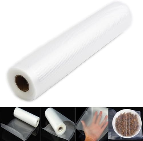 Miniatura 3 de Rollo de bolsas selladoras al vacío para alimentos, plástico PA+PE en relieve para máquinas ahorradoras de alimentos, compatible con refrigeración y