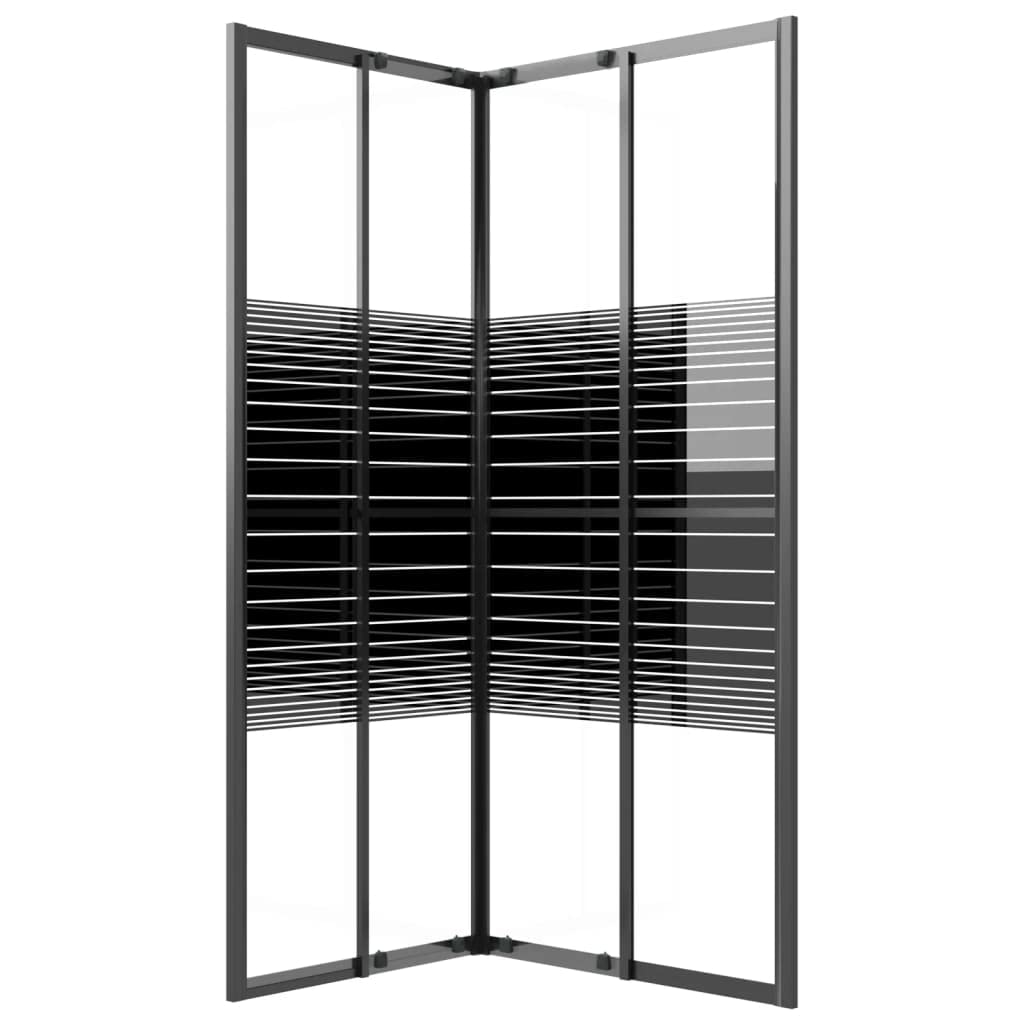 Box doccia con strisce ESG, 90 x 70 x 180 cm, nero, per bagno, parete doccia con profilo, paraspruzzi, porta doccia, angolo salvaspazio, robusto telaio in alluminio