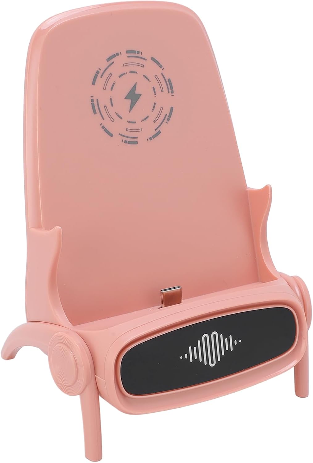 Phone Wireless Charger ABS Chair Shape Stand with Speaker Function for Wireless Charging Phones - Horizontal Vertical Desktop Charging for Home Office Use (Pink)