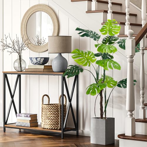 Large Artificial Monstera Deliciosa Fake Plant, 5Ft Faux Floor Plants Fake Tropical Tree with Pot for Indoor Outdoor Office House Living Room Home Decor
