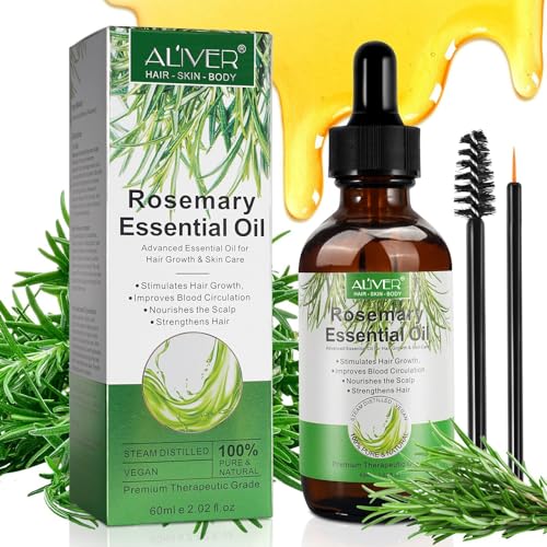 ALIVER Rosemary Essential Oils Rosemary Oil for Hair Growth Organic Pure Natural Reduce Hair Loss Deeply Nourishing Scalp Improves Blood Circulation Rosemary Hair Growth Oil Aromatherapy