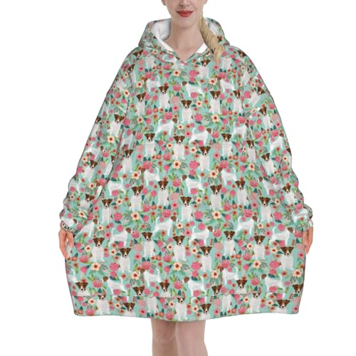 Sweat à capuche Jack Russell flanelle style couverture, le cadeau idéal pour l'hiver