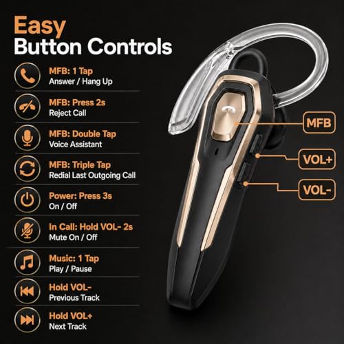 Auricular Bluetooth Mono Inalámbrico Oro miniatura 4