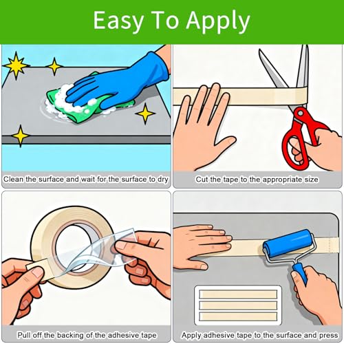 Image of Clear Anti Slip Tape for Stairs & Bathtubs,2 inch x50FT Non-Skid Transparent Grip Tape - Soft PVC Safety Traction for Bare Feet, Pool Decks, Boats, Shower Floors