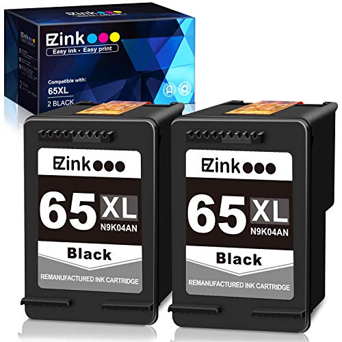 E-Z Ink (Tm) Remanufactured Ink Cartridge Replacement for Hp 65 65XL 65 XL to Use with Envy 5055 5052 5058 Deskjet 2622 2624 2652 2655 3752 3755 Printer (2 Black, 2 Pack)