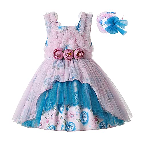 Pettigirl Girls Teens Vintage Floral Ruffle Tulle Sundress Clothes Toddler Princess Pageant Party Boutique Dress