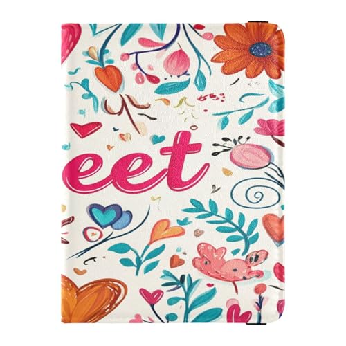 GuoChe Valentines Day Florals Pink Ture Love Heart Leather Auto Registration Insurance & ID Card Holder Essential Wallet Case for Cards, Essential Document Driver License Men Women Leather