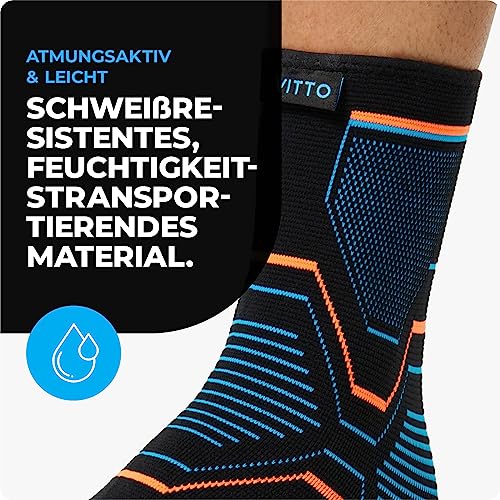 VITTO Sprunggelenkbandage, Fußbandage bei Bandschäden, Schwachen Gelenken, Verstauchtem Gelenks und Arthritis, Erholung,Plantarfasziitis,Schmerzlinderung (Hulle, L)