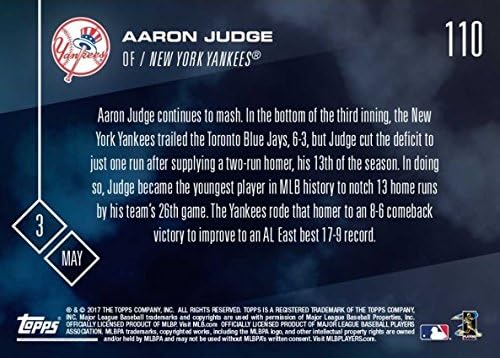 2017 Topps Now Baseball #110 Aaron Judge Rookie Card Yankees - Only 1,114 made!