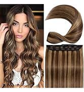 S-noilite Clip in Hair Extensions Human Hair Clip in Human Hair Balayage One Piece/5 Clips/3/4 Fu...