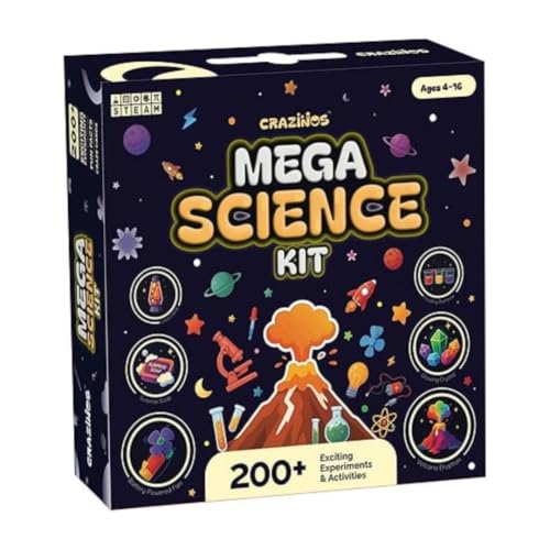 Image of Mega Science Kit with 200+ Hands-On School Experiments | NEP Inspired STEM Learning Gift Kit with Volcano, Crystal, Slime, Circuits Birthday Gift for Boys & Girls | Age 4-16 Years