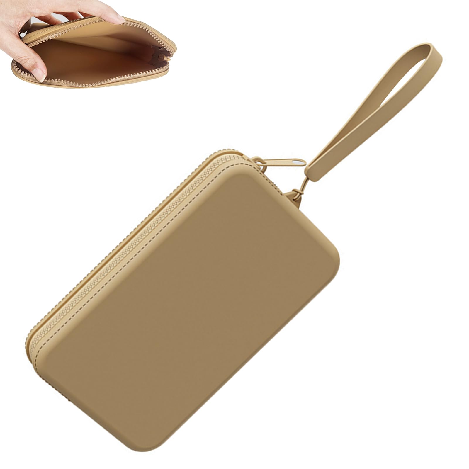 Rangement Pinceaux Maquillage en Silicone pour Femmes Étanche et Organisé, Trousse Maquillage Femme, Pochette Maquillage