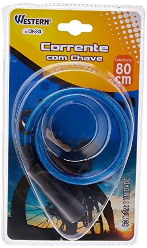 Cadeado Western CB-880 com Chave para Bicicleta Azul/Vermelho 80 cm