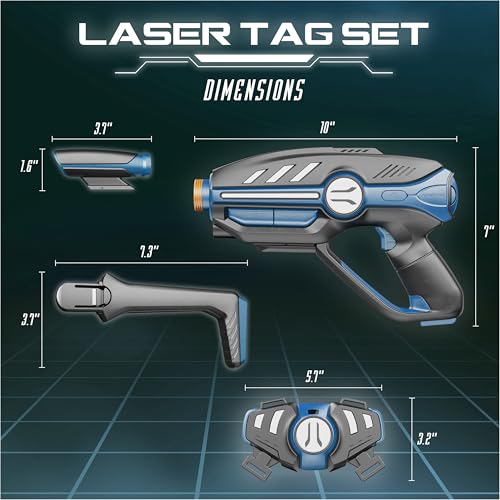 ArmoGear Laser Tag Set for Kids, Teens & Adults - 2 Blasters & Vests, 4 Game Modes - Outdoor Fun for Ages 8+