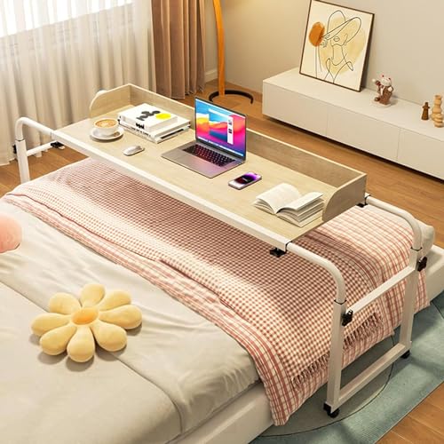 LIPJIA Überbetttisch Laptop-Arbeitsplatz, Überbetttisch mit Rollen, mobiler Querbett-Schreibtisch, ausziehbar, 115–210 cm Höhe, kann 65–95 cm angehoben Werden, für Zuhause, Schlafzimmer, Büro (Farb LIPJIA Überbetttisch Laptop-Arbeitsplatz, Überbetttisch mit Rollen, mobiler Querbett-Schreibtisch, ausziehbar, 115–210 cm Höhe, kann 65–95 cm angehoben Werden, für Zuhause, Schlafzimmer, Büro (Farb