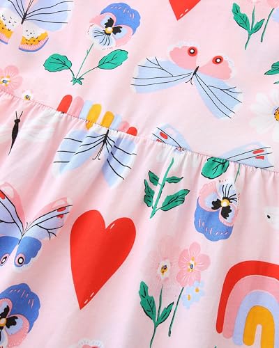 Image of HILEELANG Little Girls Cotton Dress Sleeveless Casual Summer Sundress Flower Printed Jumper Skirt