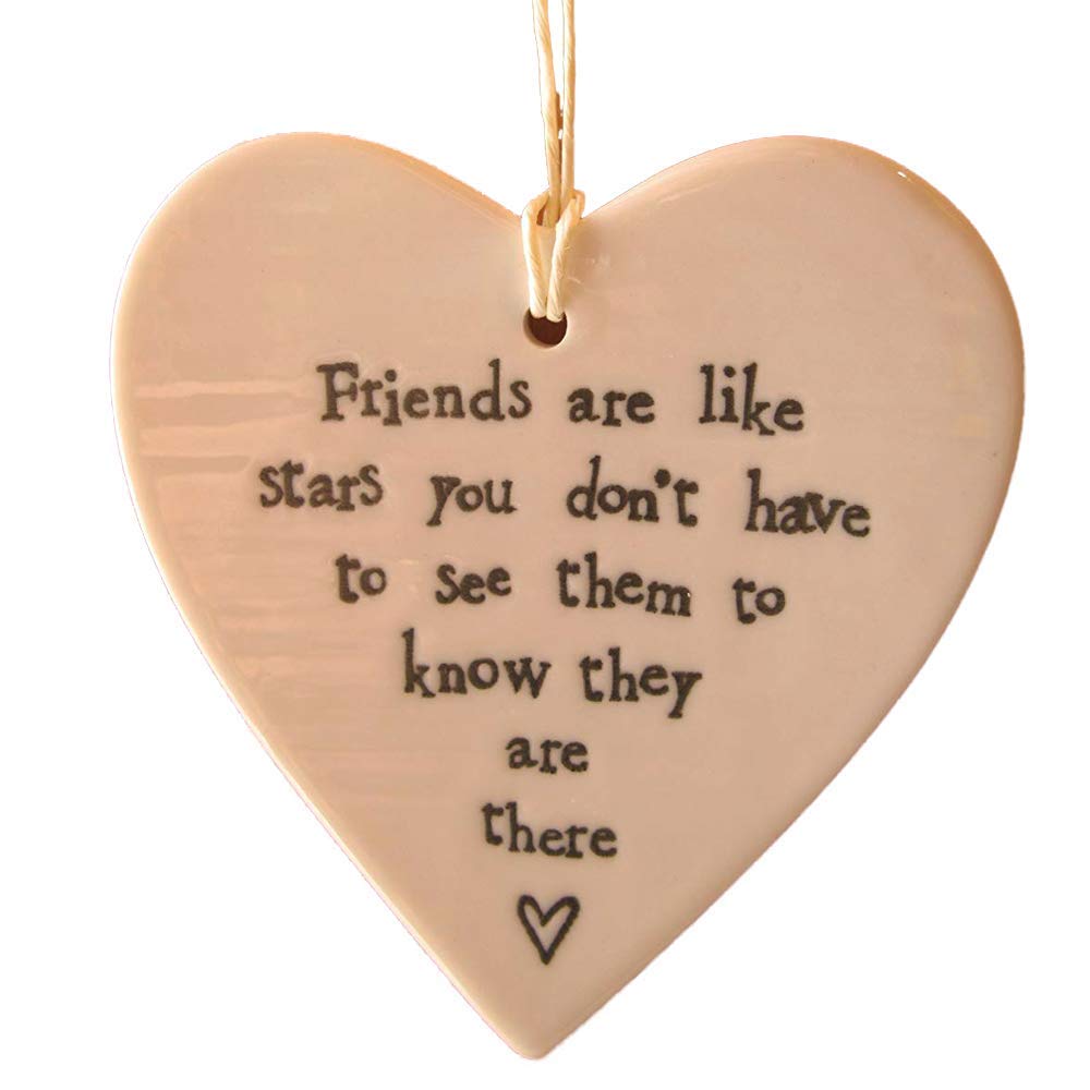 East Of India New Ceramic Hanging Heart - Friends Are Like Stars, Wedding