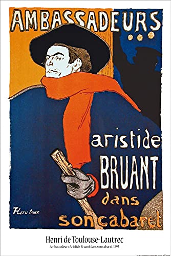 1art1 Henri De Toulouse-Lautrec Poster Aristide Bruant dans Son Cabaret Affiche Murale 91x61 cm