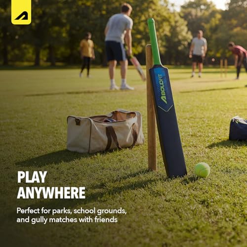 Image of Boldfit MasterStroke Plastic Cricket Bat Full Size Durable Bats for Tennis & Wind Ball Lightweight Adult & Teen Tournament Match Bat, Blue, Size 8