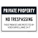 Private Property No Trespassing Sign, Video Survelliance Sign, 10x14 Rust Free Aluminum, Weather/Fade Resistant, Easy Mounting, Indoor/Outdoor Use, Made in USA by SIGO SIGNS