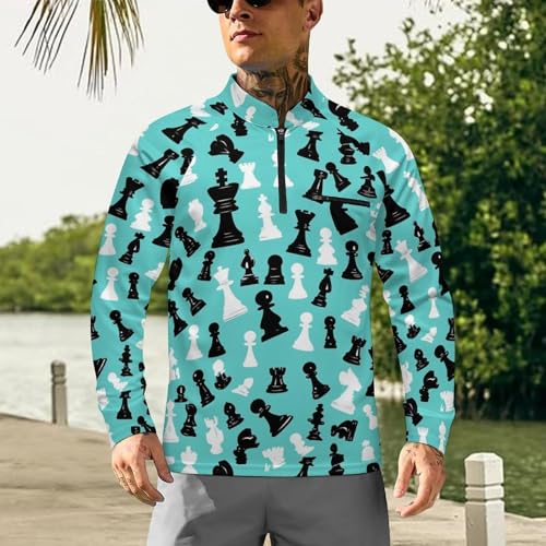 Chess Pieces Men's Sun Protection Shirts UV SPF UPF 50+ Long Sleeve Rash Guard Lightweight2