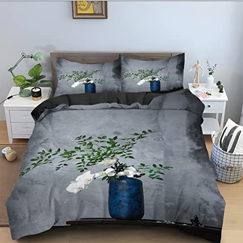 Housse de couette fermeture éclair 160x200 lit gris 110g
