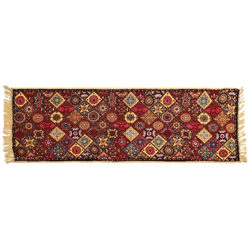 Image of Kuber Industries 2x6 Feet Shaneel Bed Side Runner for Kitchen | Easy to Clean & Multipurpose Runner for Home, Bedroom & Living Room | Rangoli Print - Multi Colour