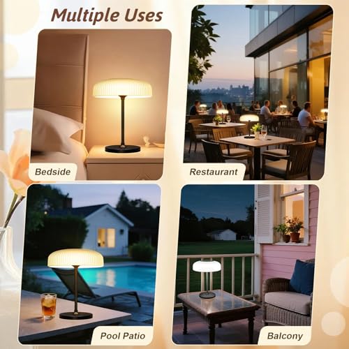 Auting LED Tischlampe, IP44 Outdoor Solar Tischlampe mit Touchdimmer und Akku,USB-C Ladekabel Nachttischlampe, Leselampe,LED Lampe, Stilvolle Outdoor & Indoor Leuchte,Ideal für Balkon, Garten,Camping