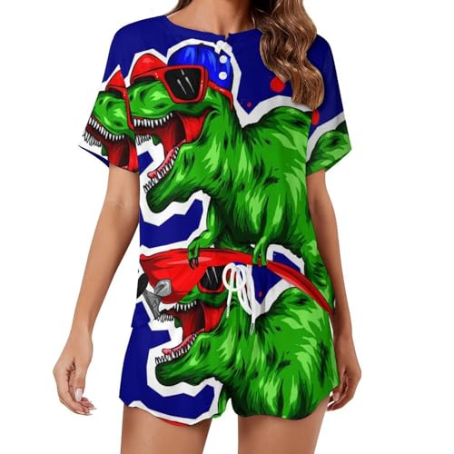 Pyjama dinosaure en planche à roulettes pour des nuits d'été fraîches et stylées