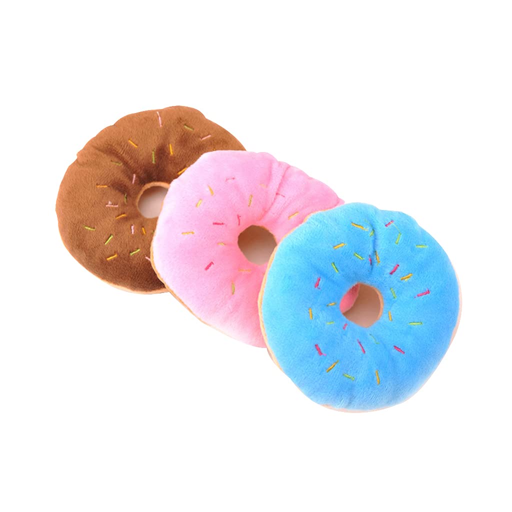 Pet Toy Donut-Shape Squeaky Squeaker Puppy Dog Pet Cat Kitten Sound Chews Toy Random Color Sturdy and Practical