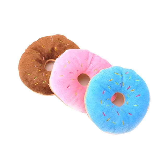 Pet Toy Donut-Shape Squeaky Squeaker Puppy Dog Pet Cat Kitten Sound Chews Toy Random Color Sturdy and Practical