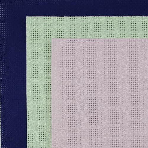 Image of KCS 3 pc of 15 inch x 18 inch(38cmx45cm) Counted Cross Stitch Cotton Aida Cloth Needlework Rolled Fabric Box,14CT,Royal Blue+Light Green+Pink