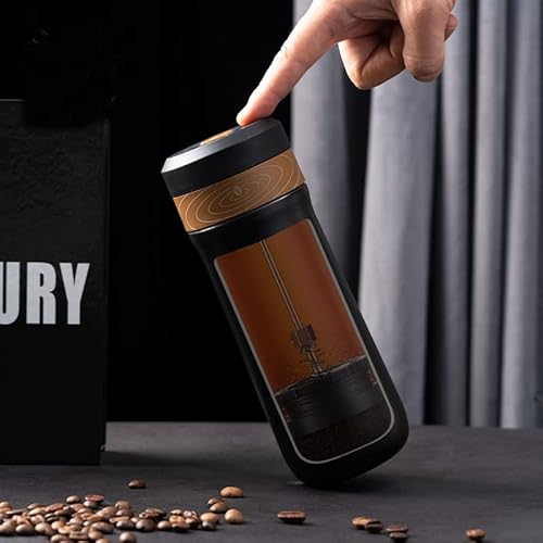 I Cafilas Portable French Press Coffee Maker With Unique Filter Vacuum Insulated Travel Coffee Mug 12Oz Hot/Cold Brew Coffee Press Stainless Steel Coffee & Tea Maker Great For Camping And Travel #TOP1