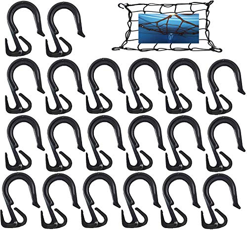 20 Pack, Heavy-Duty Nylon Net Hooks Bungee Cord Hooks for Cargo Net, Bungee Net, Truck Storage Organizer Net Truck Bed Net, Motorcycle Net Helmet Net,Car Elastic Netting Carrier,Kayak/Boat Cargo Net