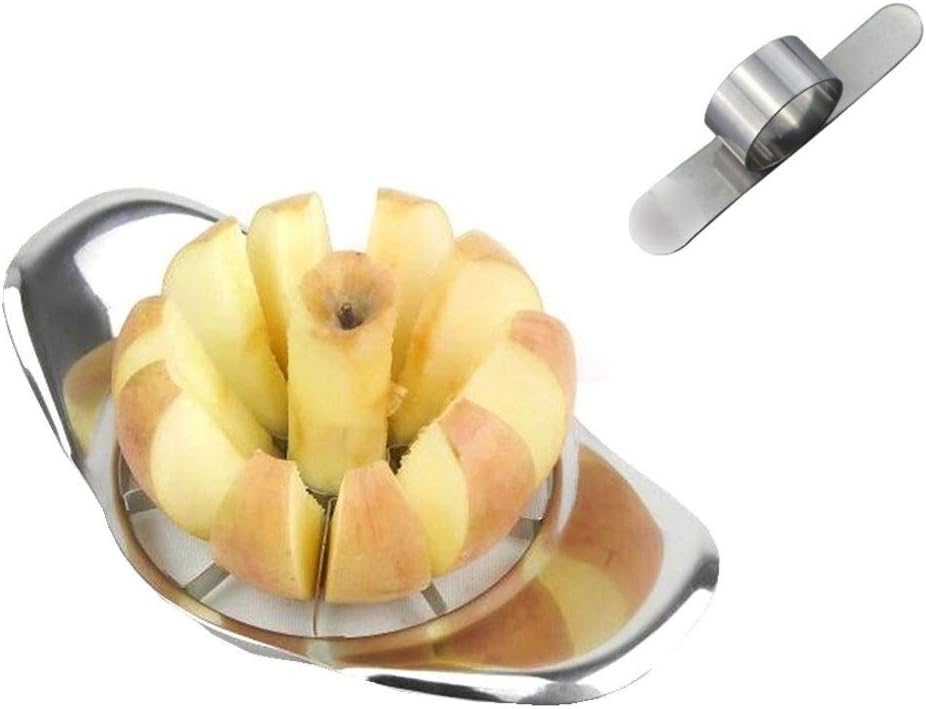 Apple Slicer Corer Cutter Wedger Divider Metal Chrome,with Bonus Steel