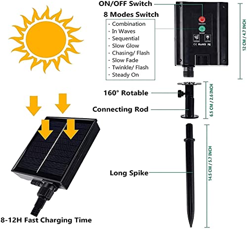 Kemooie 2 Pack Of 66Ft 200 Led Outdoor Solar String Lights, 8 Twinkle Mode Remote Control Upgraded Solar Powered Fairy Lights, Waterproof Lights For Patio Yard Trees Xmas Wedding Party (Warm White) #TOP5