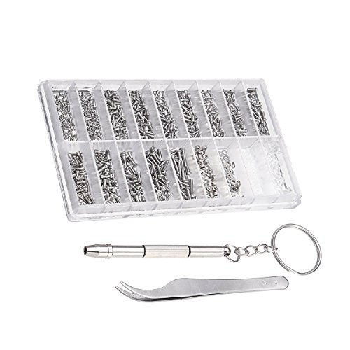 OUNONA Kit de reparo de óculos 1000 peças para óculos e relógios Spectacles com parafusos pequenos,