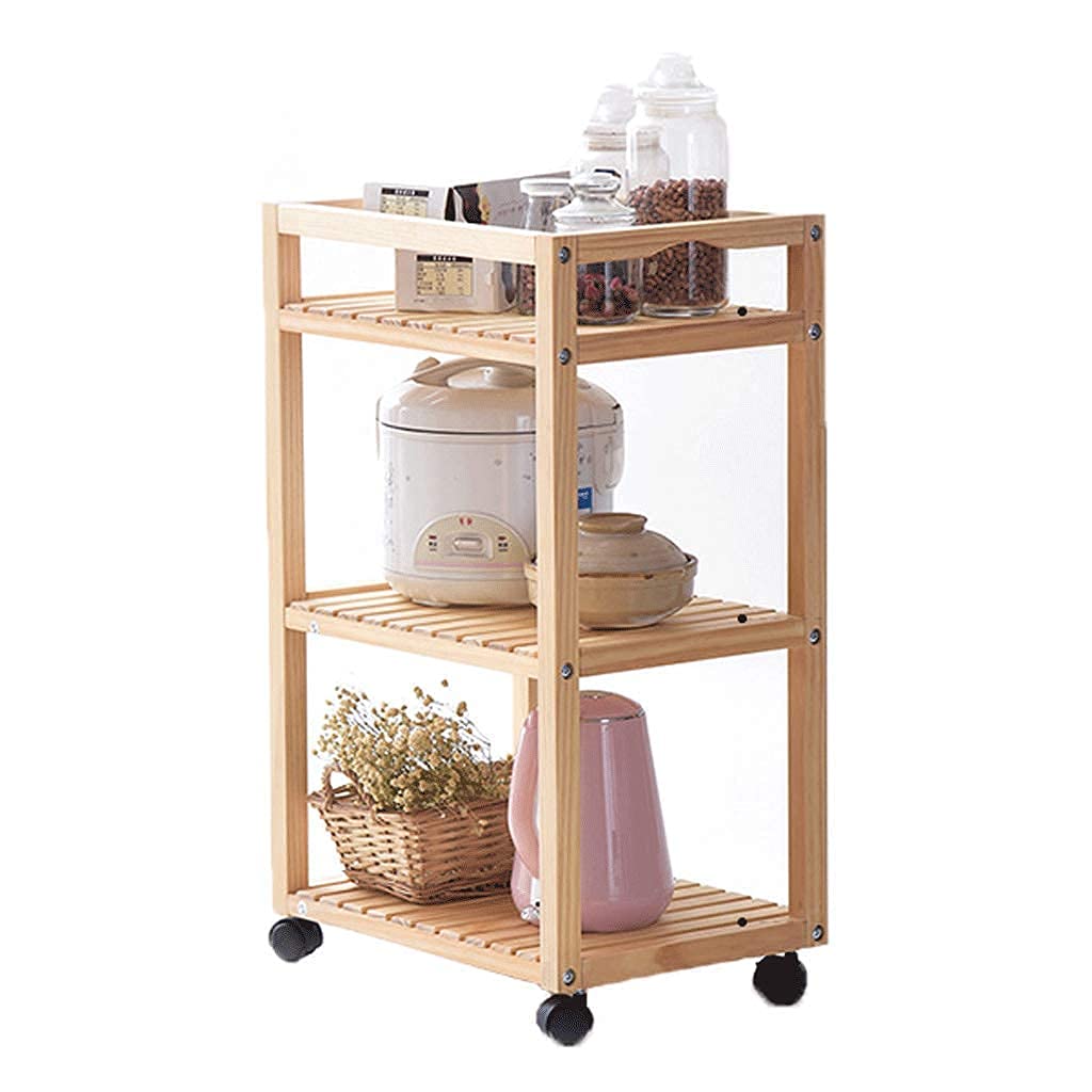 Carrito de estantes de cocina de madera para organizar espacios pequeños sin obras