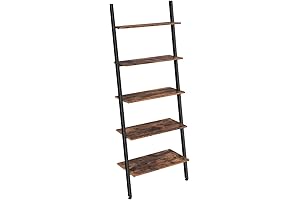 Industrial 5-Tier Ladder Shelf: A Leaning Storage Solution for Modern Spaces