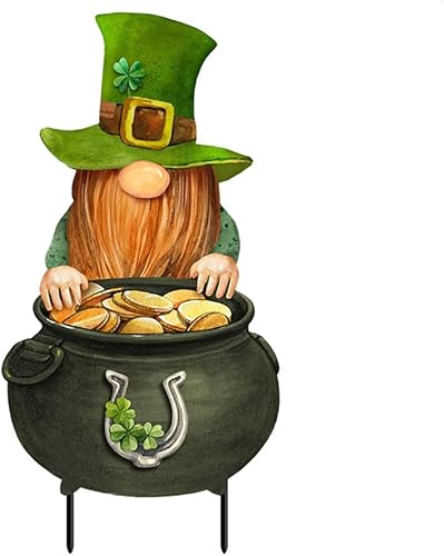 Briarwood Lane Gnomo irlandés de San Patricio, arte metálico de 31 x 12 pulgadas