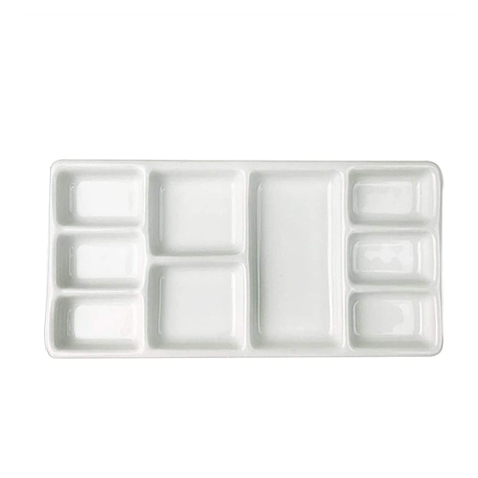 Flat Paint Mixing Palette， Flat Rectangular Ceramic Paint Mix Palette Watercolor Plate Multicolor(Bianco)