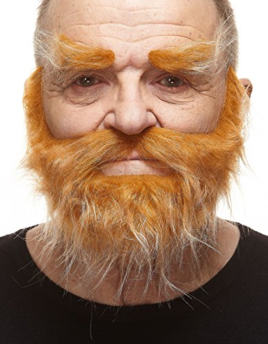 Mustaches Self Adhesive, Novelty, Realistic, Traper Fake Beard Fake Mustache and Fake Eyebrows, Honey with White Color