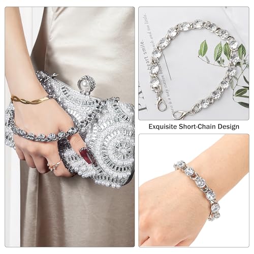 Image of Women's Sparkly Rhinestone Clutch Purse Evening Shoulder Bag | Crystal Glitter Sequin Handbag With Handle & Chain, Convertible Crossbody Bag For Bridal Wedding Party Prom or Formal Events