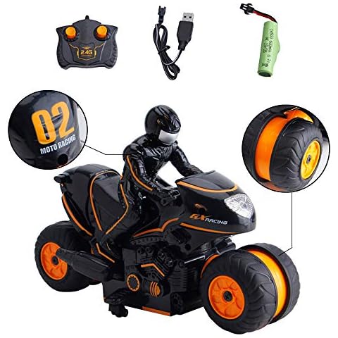 3T6B 2.4G RC Motorrad, Motorradfernbedienung Offroad High Speed ​​Rotation Drift, Fernbedienung für Motorrad Anlaufstart Luftakrobatik Fliegendes, Geschenk für Kinder Cover