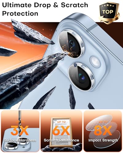 Image of TOCOL Camera Lens Protector for iPhone 14 / iPhone 14 Plus Tempered Glass HD Individual Scratch Resistant Camera Cover Accessories Case Friendly 2 Pack(Clear)