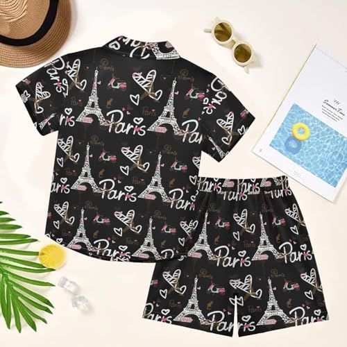Image of visesunny Boy Floral Short Sleeve Button Down Shirt & Casual Shorts Set Summer Outfits 3-10 Years Clothes