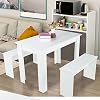 Dioche Table de cuisine et chaises – Ensemble de table et de salle à manger avec 2 chaises – Bancs modernes en bois MDF – Table à manger pour restaurants, cuisines, bureaux, appartements, cantines